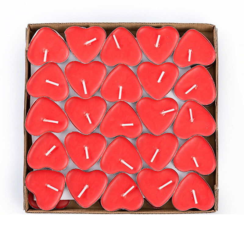 Heart-shaped candles wholesale Valentine's Day proposal romantic confession smokeless display small candle hotel 50 heart-shaped candles