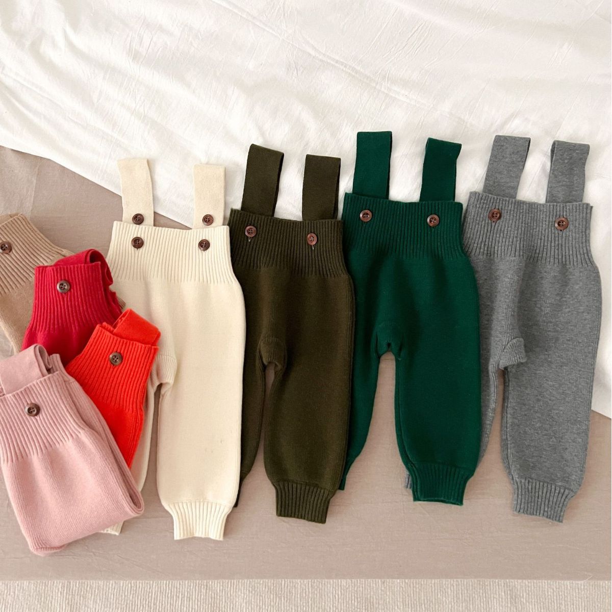 ins style baby Autumn knitted suspender pants Korean style baby jumpsuit men and women baby Western style knitted pants
