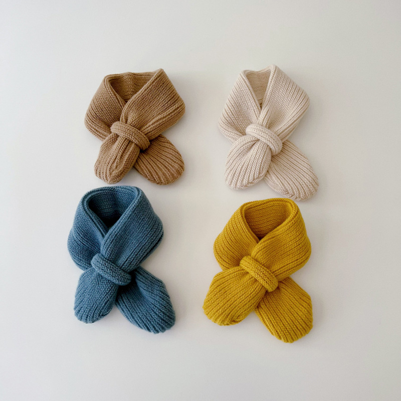 Autumn South Children's Scarf Winter 2024 Korean Version Ins Solid Color Warm Knitted Boy Girl Baby Neck Gaiter Wholesale