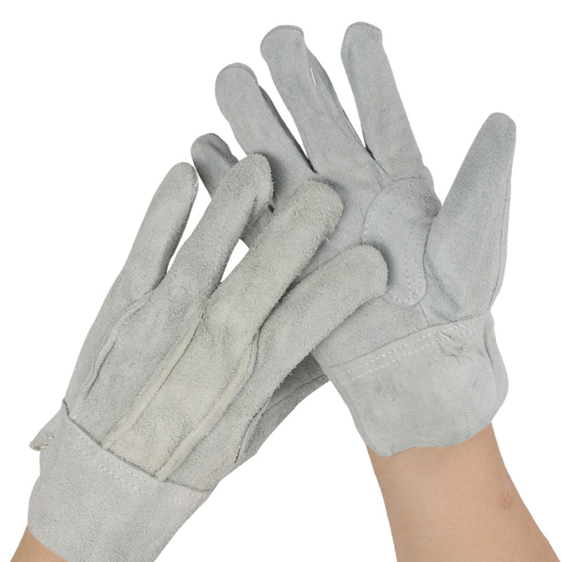 Short welding gloves manufacturers wholesale fuante cowhide two-layer suede welder work labor protection gloves