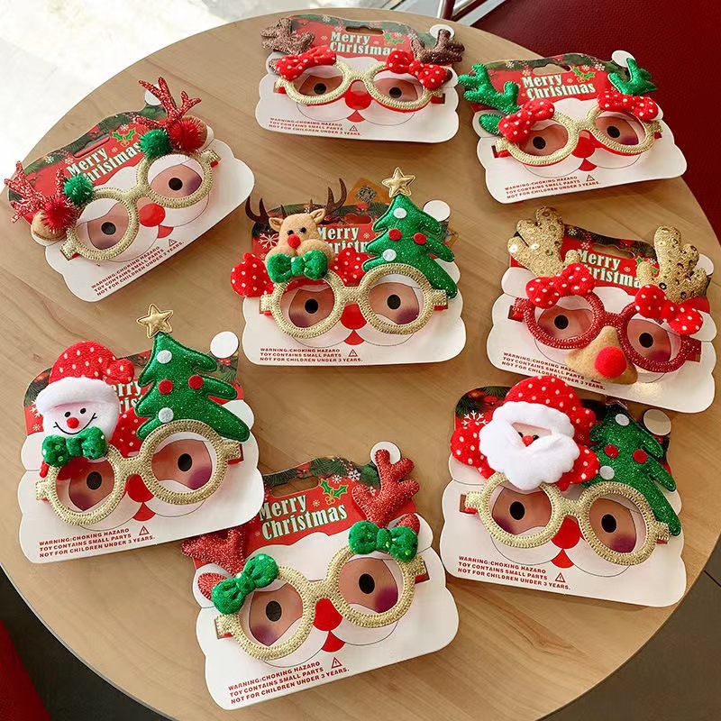 Christmas Glasses Frame Christmas Decorative Glasses Christmas Glasses Santa Claus Glasses Party Decorations Send Cardboard