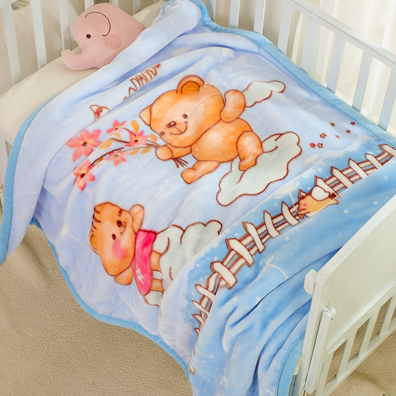 Baby blanket newborn thickened double layer children photography Raschel cartoon extra thick autumn and winter baby small cloud blanket