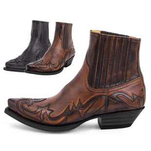 New Austrian Shoes Boots 9092 Handmade Color-polished Martin Shoes Men's Western Cowboy Boots Unisex Men's and Women's Leather Boots
