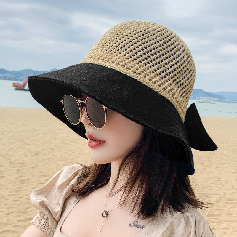 Hat Women's Summer Sunscreen Straw Hat Hollow-out Fashion Cool Korean Style Trendy All-match Sun Hat Traveling Fisherman Hat