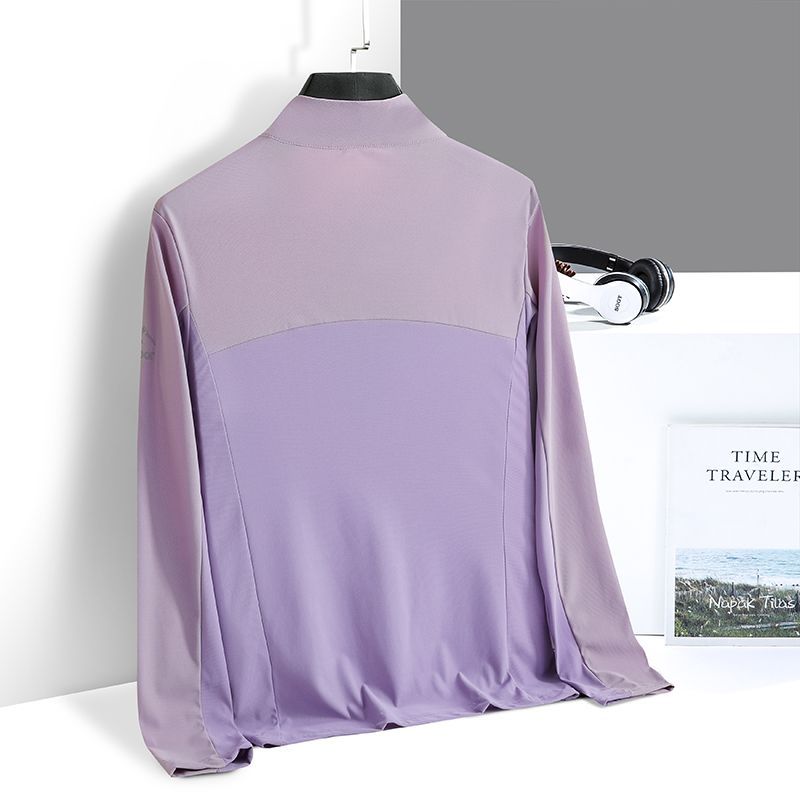High-elastic Quick-drying T-shirt Women's standing collar long-sleeve ice-feeling quick-drying clothing sports running clothing breathable sweat-absorbent drape mountaineering clothing