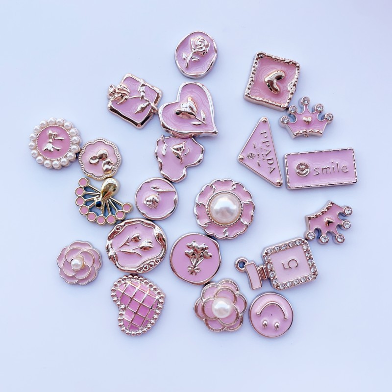 Pink Chanel style Camellia love resin accessories diy jewelry accessories material phone case refrigerator sticker accessories