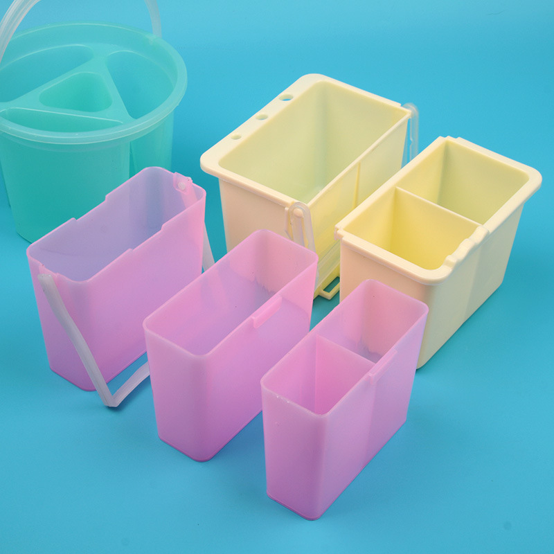 Weizhuang three-in-one plastic bucket art painting sink one-piece splicing combination portable square pen washing bucket
