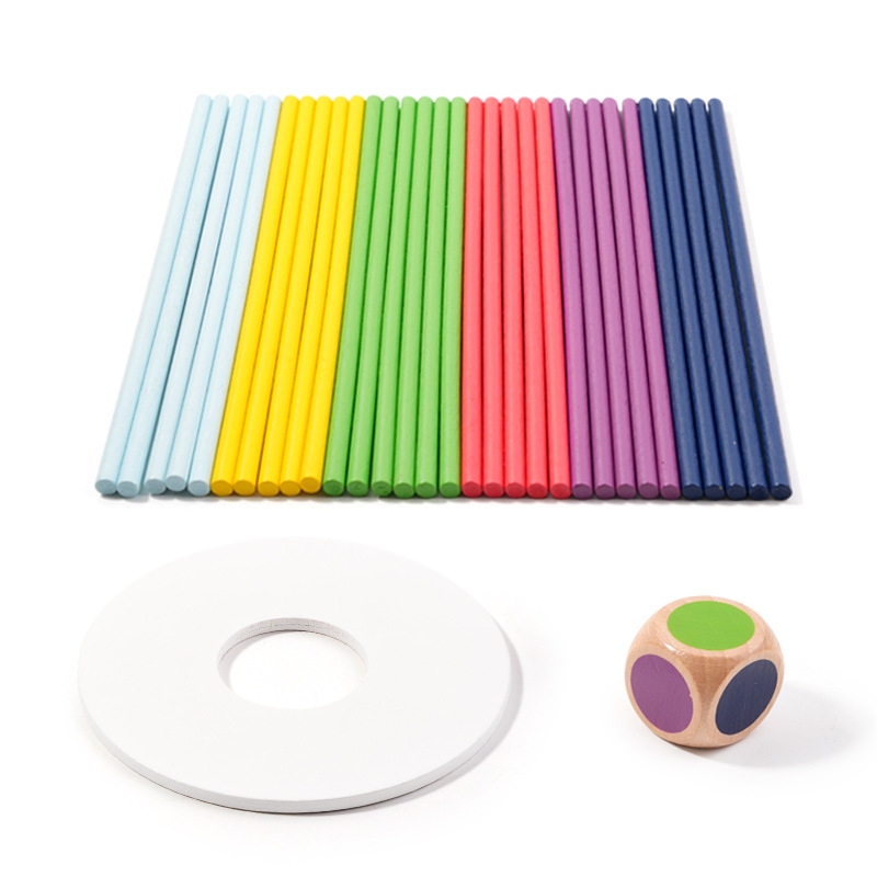 Children's baby Montessori color sensory Wood plug stick intelligence development color sensory teaching aids ring wholesale stall