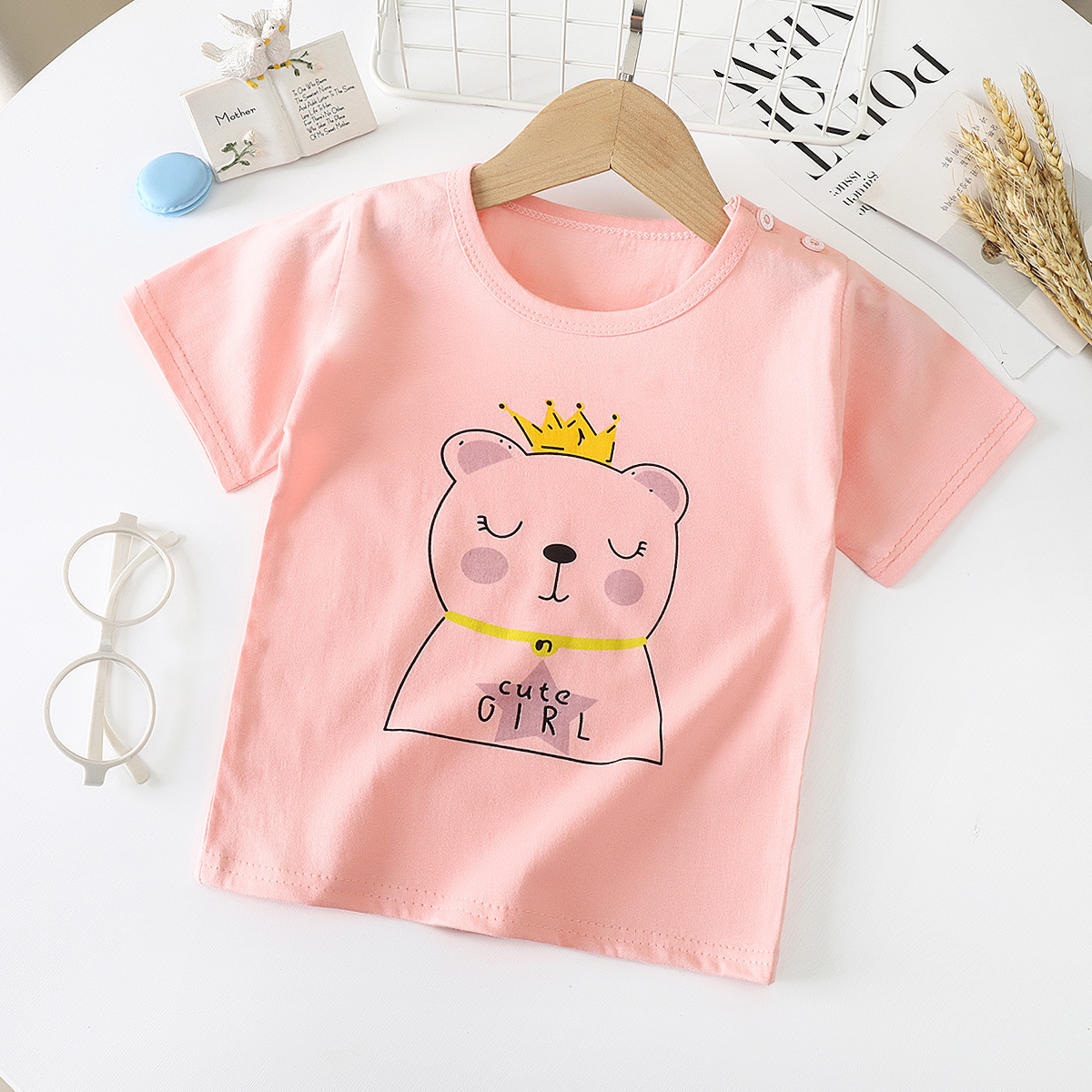 Children's short sleeve T-shirt cotton baby half sleeve bottoming shirt boys and girls baby jacket summer 0-7 years old a generation of hair