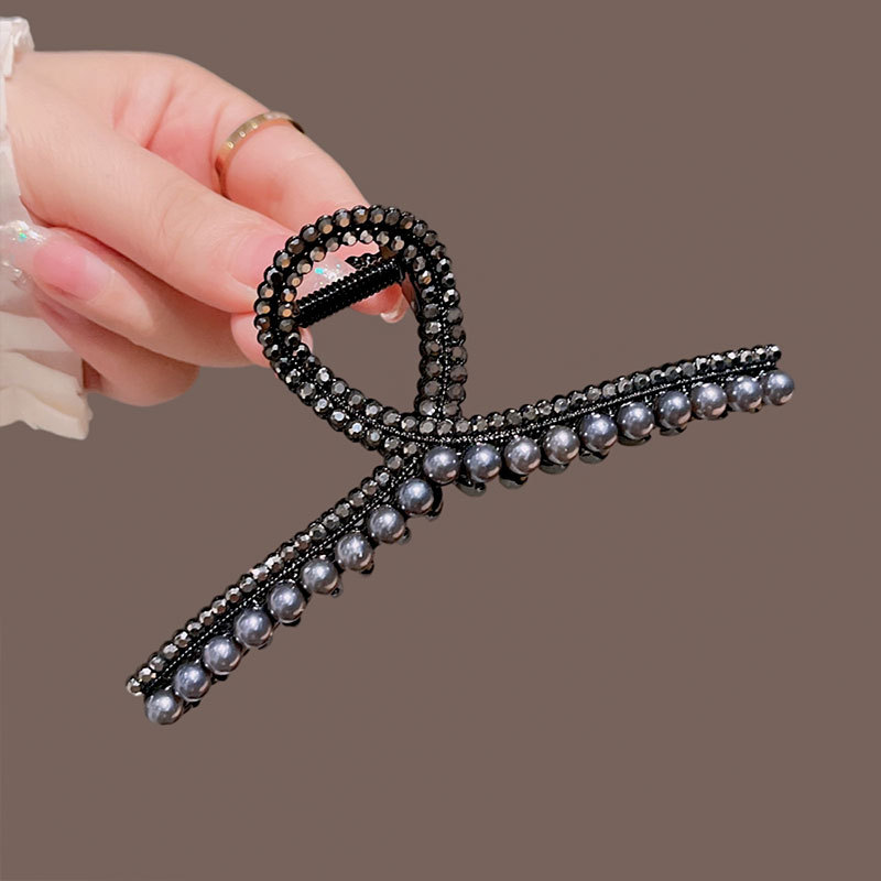 Autunno e inverno Nuovo Nero forcina per capelli da donna di alta qualità senso posteriore della testa piastra per capelli grande clip di squalo temperamento copricapo_voghion.com