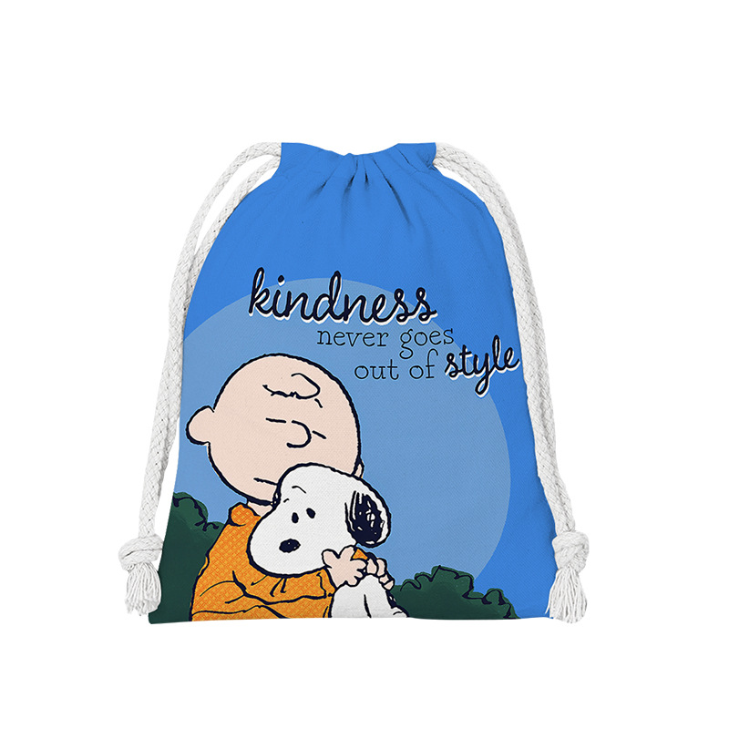 Snoopy Drawstring Pocket Cartoon Small Cloth Bag Student Sundries Storage Bag Cosmetic Bag Portable Wash Bag