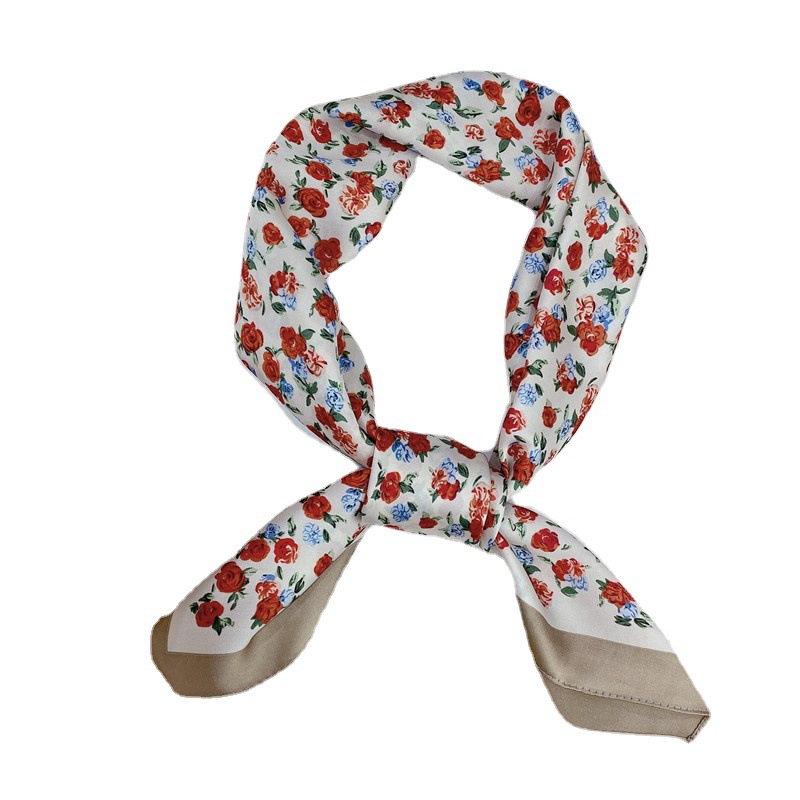 French temperament small square scarf women's imitation silk decorative professional scarf wave point Joker suit silk scarf hair band wholesale