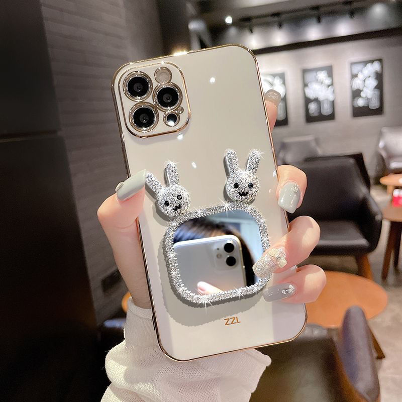 新款 適用iPhone15pro手機殼14高級感13promax蘋果12帶鏡面鏡子11
