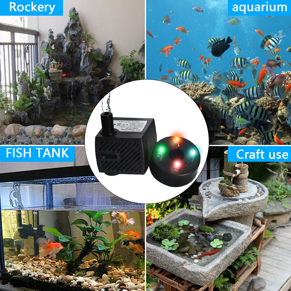 SM-016 with 4 Lights 2W fish tank submersible pump fish tank filter rockery landscaping