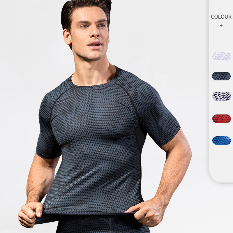 Men's 3D Printing Fitness Running Training Short-sleeved amazon Tight Stretch Sweat Quick-drying 4023