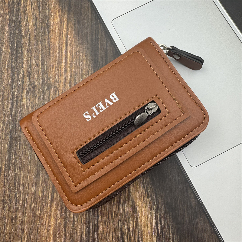Men's card holder men's wallet organ card holder in stock PU id bag fashion zipper multi-card position coin purse wholesale