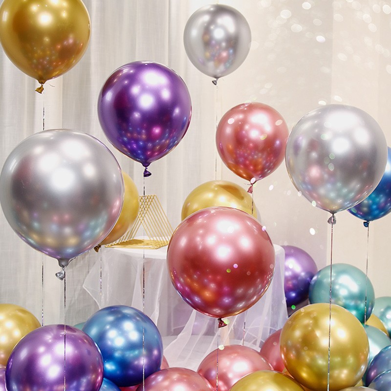Factory wholesale 2.8g round metal balloon wedding room decoration KTV party mall opening layout metal balloon