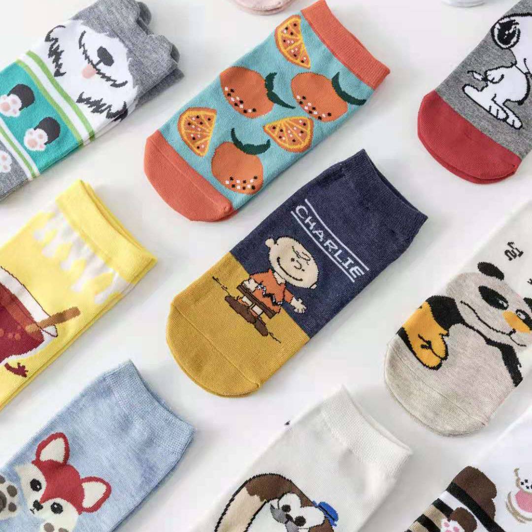 Summer and Autumn New Cartoon Socks for Women, Boat Socks, Academic Style, Low-Top Invisible Socks, Instagram Japanese Style, Imported Socks