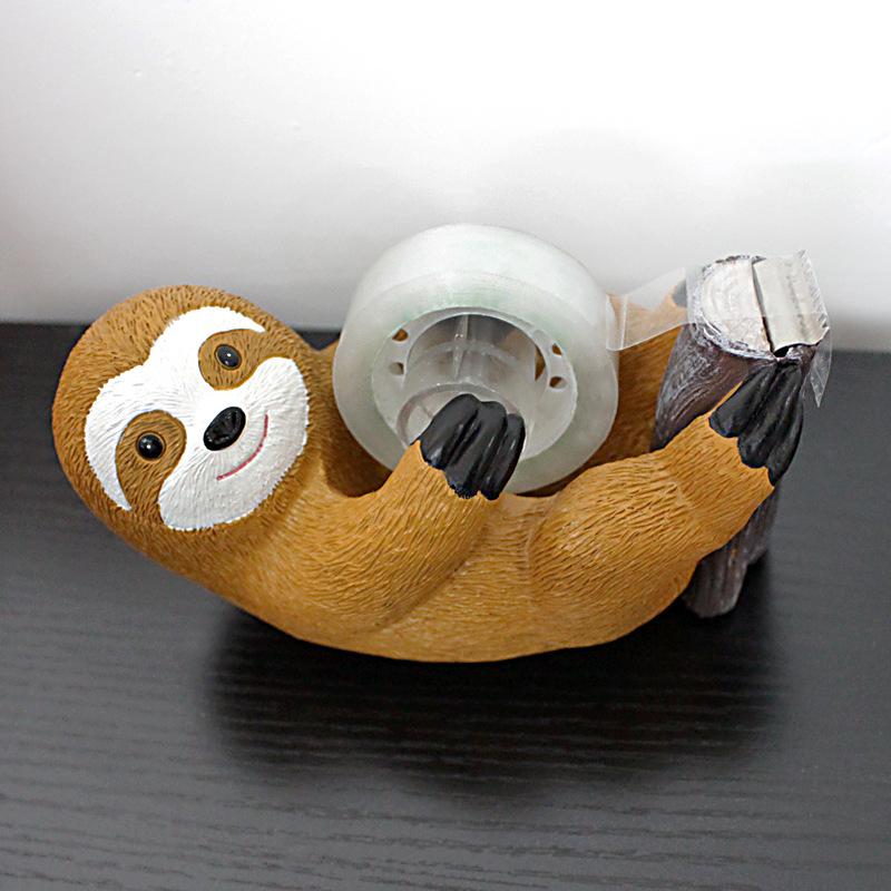 Cross-border new cute sloth tape seat creative office desktop decoration animal resin craft home decoration
