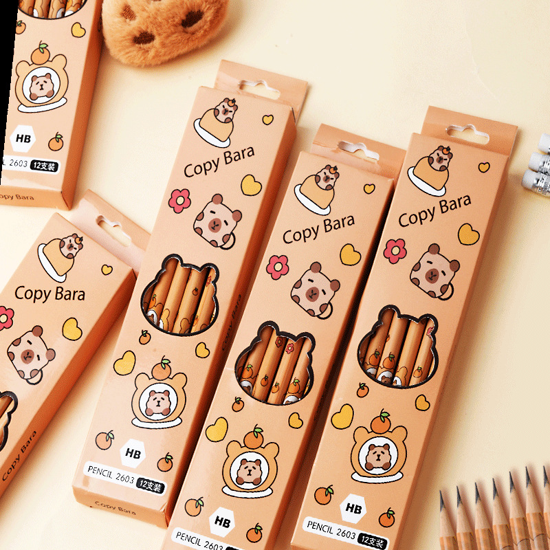 Kappi Barra Pencil suit Boxed 12 Pupils Writing HB Pencil Cartoon Stationery Gift Pencil Wholesale