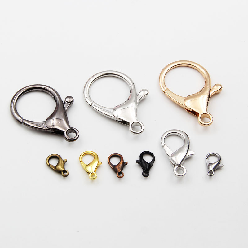 diy in stock multi-color multi-specification alloy electroplated lobster clasp metal beaded jewelry accessories connecting lobster clasp