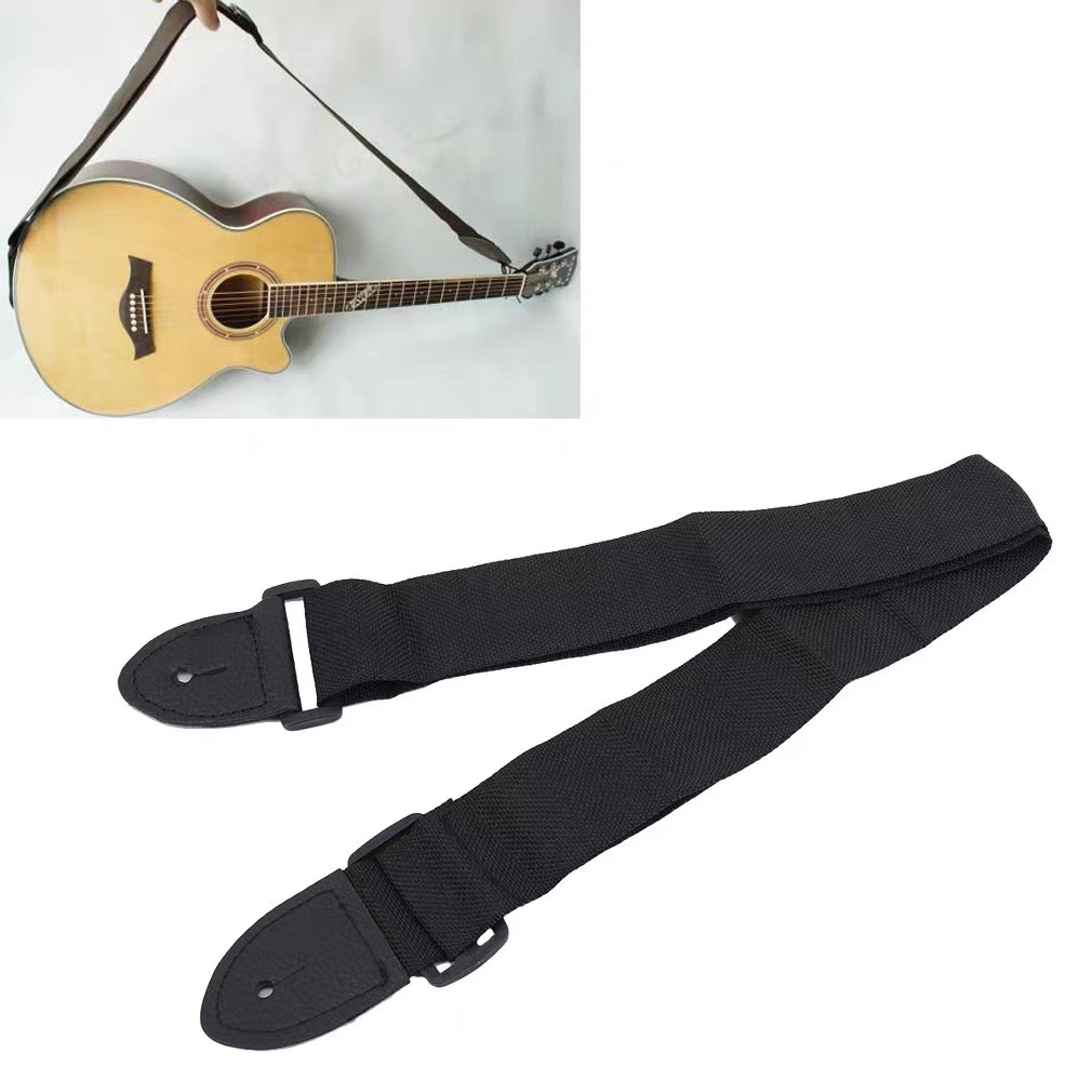 Factory Direct sale folk guitar strap universal strap wooden guitar shoulder strap plain black