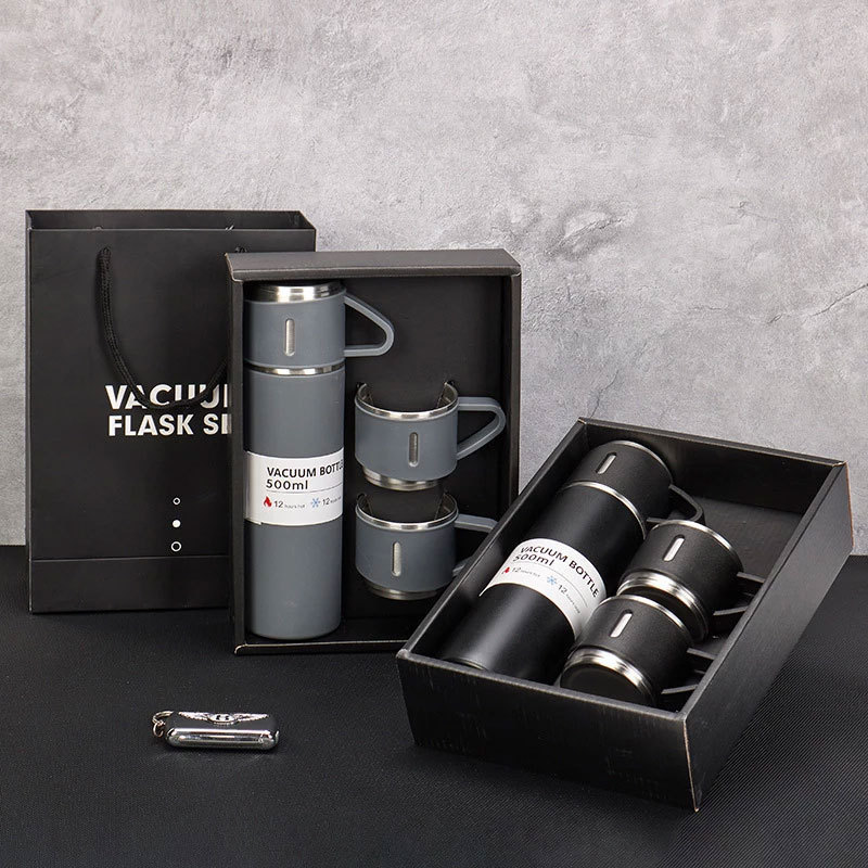 High-end cup set with two lids, business gift set, 304 vacuum insulated cup set, suitable for company anniversary and opening ceremony gifts