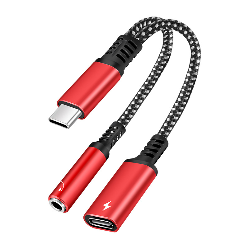 Braided TYPE-C audio cable PD fast charging 60Wtype-c to 3.5 adapter headset listening to music charging 2 in 1