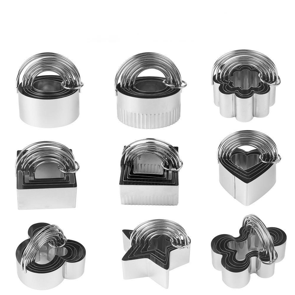 Cross-border stainless steel biscuit mould hanging basket double handle mousse ring cookie cutter baking cake mould