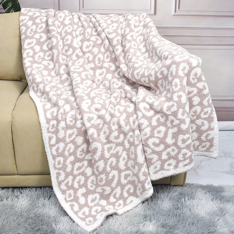 Autumn/Winter Thick Soft Plush Leopard Print Half Fleece Casual Throw Blanket Office Nap Blanket Sofa Blanket Fuzzy Bed Cover