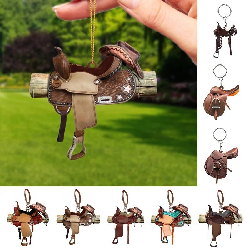 Saddle acrylic Keychain cross-border new Western cowboy Saddle Keychain pendant pendant