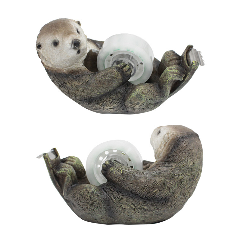 Cross-border new creative office desktop stationery cute otter-shaped resin tape holder cutter birthday gift