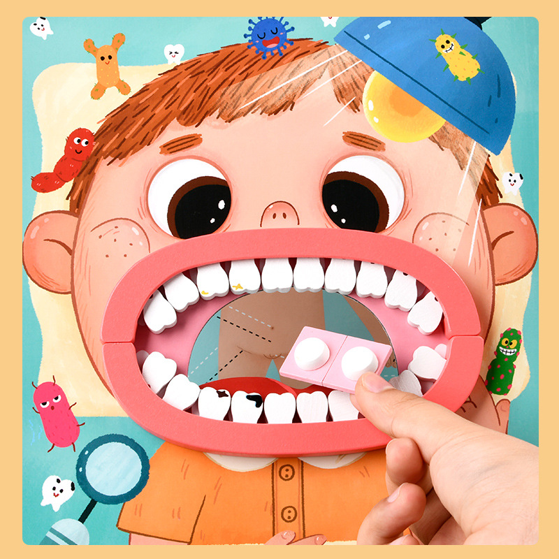 Cross-border wooden doctor toy suit girl boy simulation play house stethoscope syringe injection dentist suit
