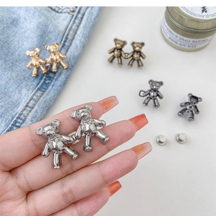 Bear waist tightening jeans waist slimming artifact button pants adjustable waist change small pin fixed button