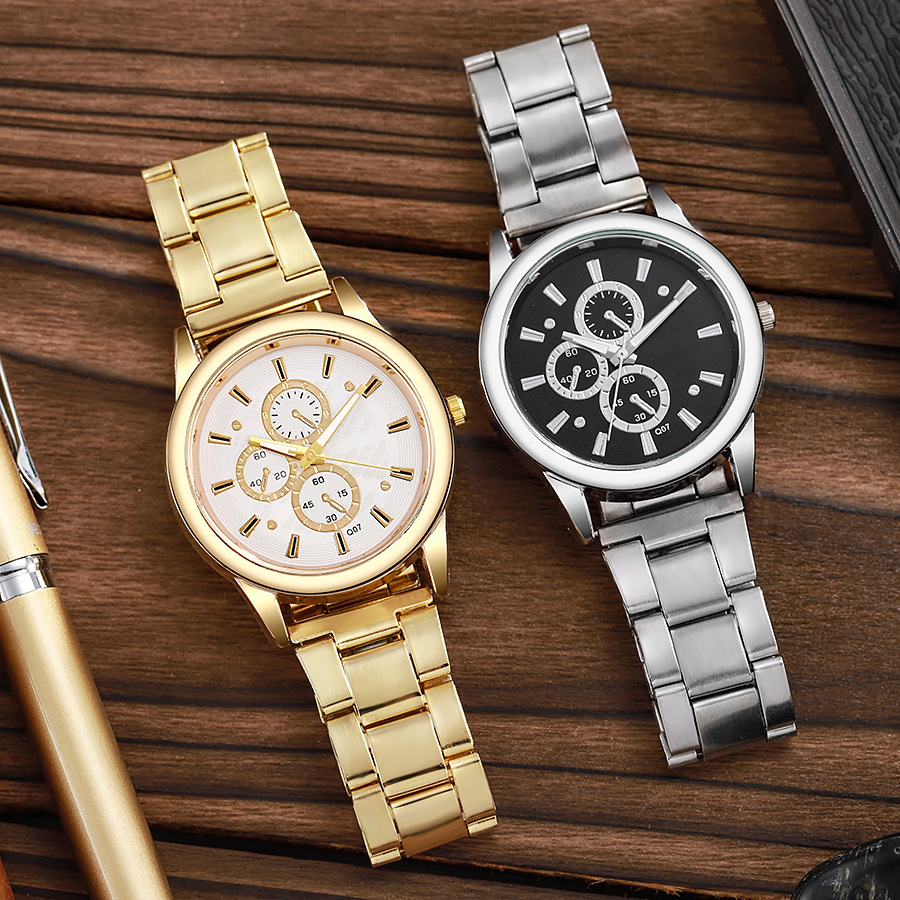 New neutral Watch men's Steel Belt women's Watch women's three-eye quartz Watch casual men's Watch wholesale Watch
