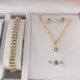 Hot Selling Simple suit Jewelry Fashion All-match Zircon Necklace Earrings Ring Bracelet Four-piece Jewelry in stock
