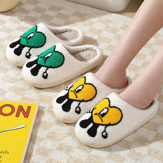 Thick bottom non-slip winter home Bad Rabbit love man cotton slippers women's men's lovers cartoon autumn and winter warm