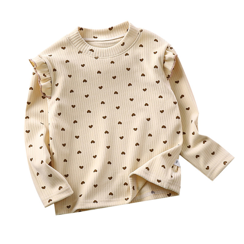 Girls' autumn and winter floral bottoming shirt girls' flying sleeve autumn T-shirt little girl's all-match internet celebrity flying sleeve bottoming shirt