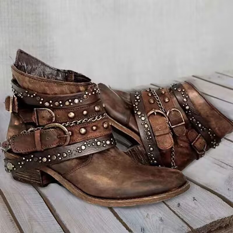 Independent Station European and American Cross-border Foreign Trade Women's Shoes 2023 Autumn and Winter Thick Heel Large Size Belt Short Boots Women