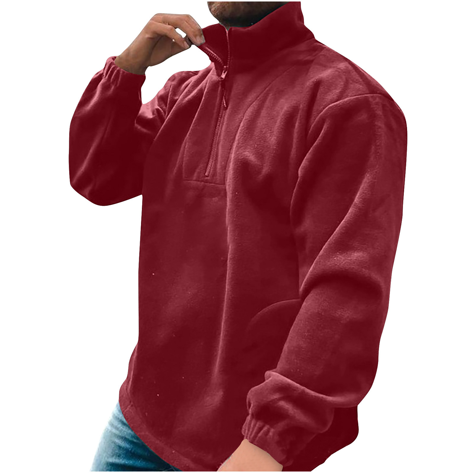 Cross-border Amazon sweater men's polar fleece turtleneck top 2023 autumn solid color zipper coat factory direct sales
