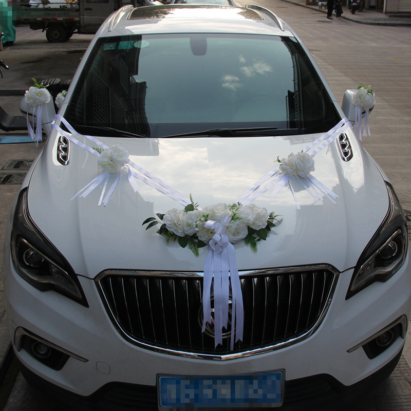 Новые свадебные принадлежности Свадебный автомобиль Украшение костюм Голова автомобиля Тянуть цветок Главный свадебный автомобиль Моделирование украшения поплавка