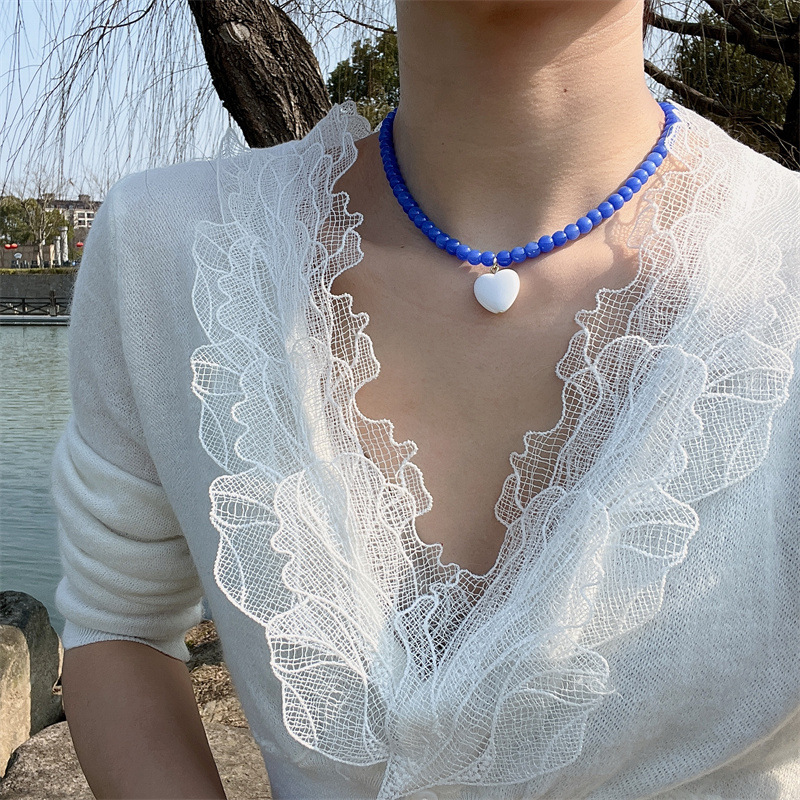 Korean Internet Celebrity Blogger with Fashion Color Beaded Necklace Women's Love Candy-colored Hyun-a Clavicle Chain All-match Trendy