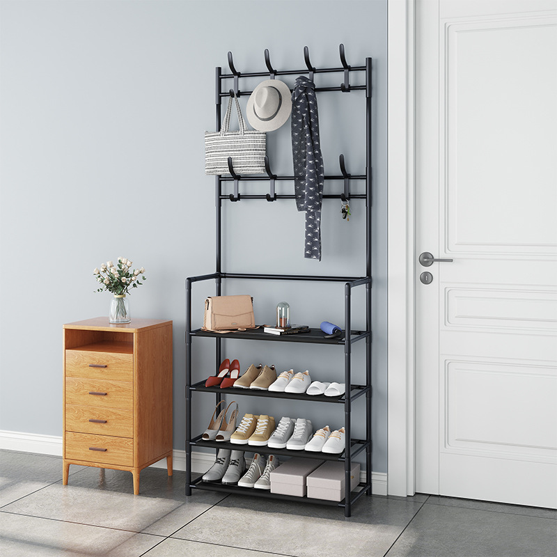 Simple coat rack and shoe rack integrated combination home living room bag clothes rack floor-standing storage rack foyer clothes rack
