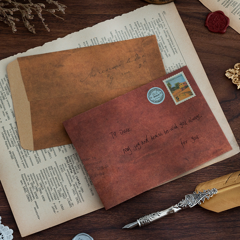 B11 Blank Kraft Paper Sulfuric Acid Paper Envelope Vintage Dressed Color Fire Paint Kraft Paper Envelope Postcard Collection