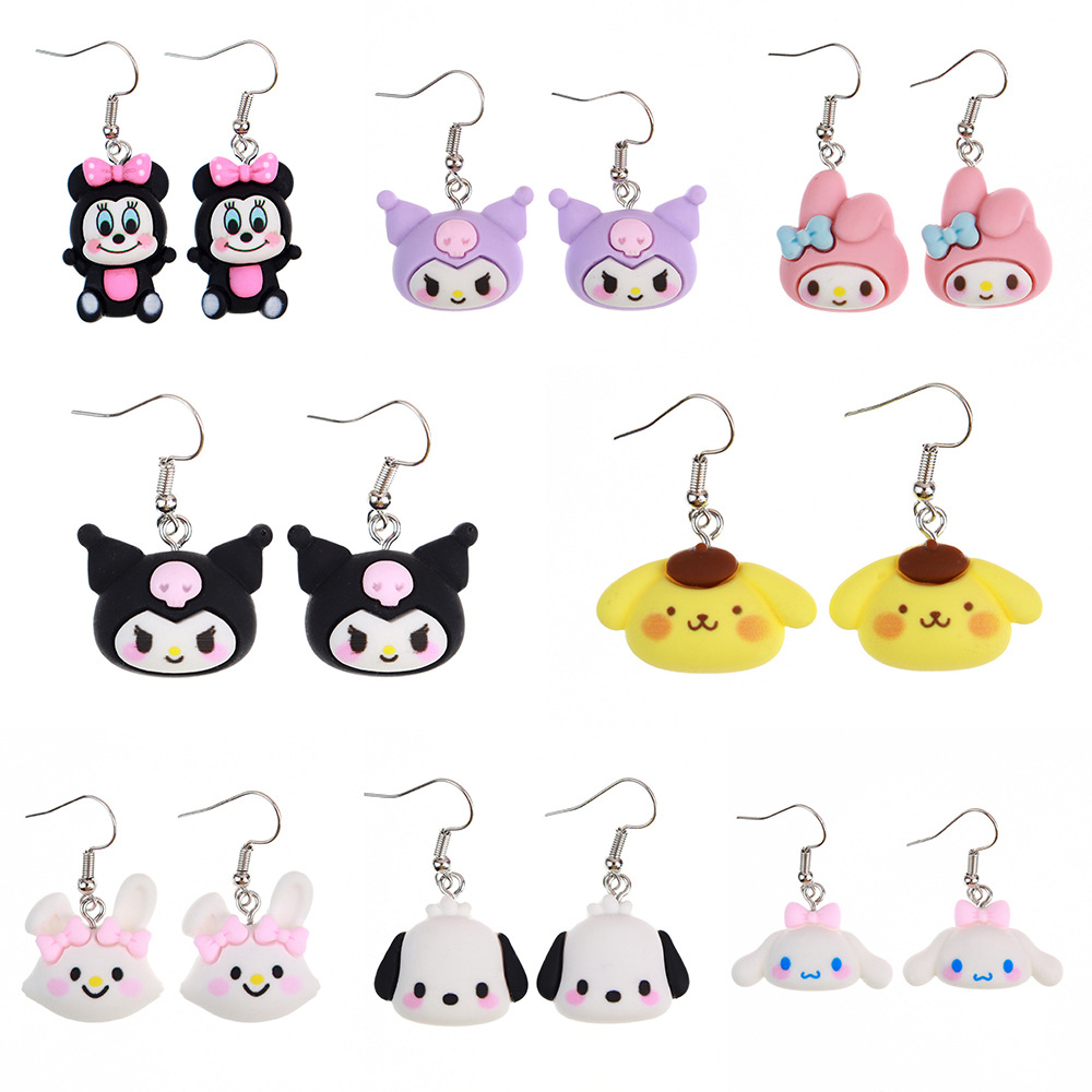 Japanese and Korean fashionable and creative children's funny cartoon animal big-eared dog earrings cute and interesting personality niche earrings for women