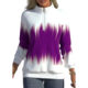 European and American Women's Clothing Amazon Independent Station New Gradual Color Printing Collar Zipper Long Sleeve Winter Half-high Collar Sweater
