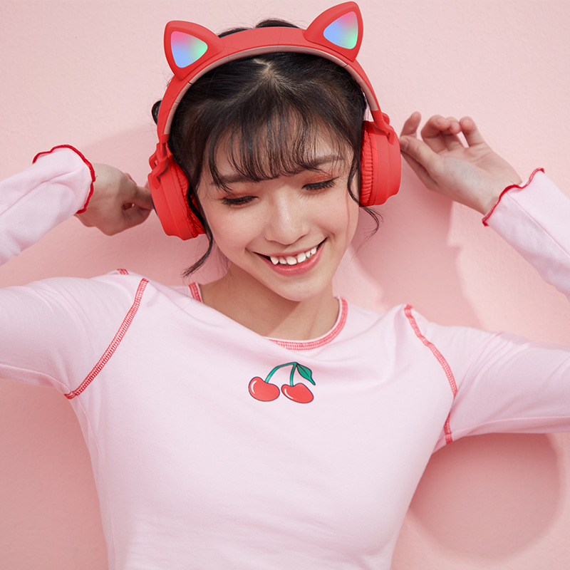 New Cat Ear Headset Bluetooth Headset Wireless Luminous Headset Computer E-sports Headset Cross-border Explosions