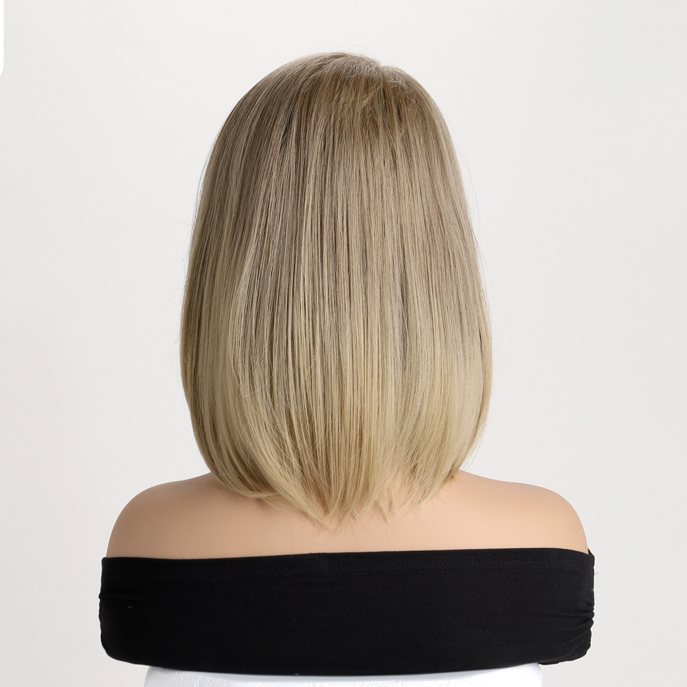 Cross-border European and American wig AliExpress hot selling fashion micro-volume short hair straight bangs chemical fiber headgear factory direct sales
