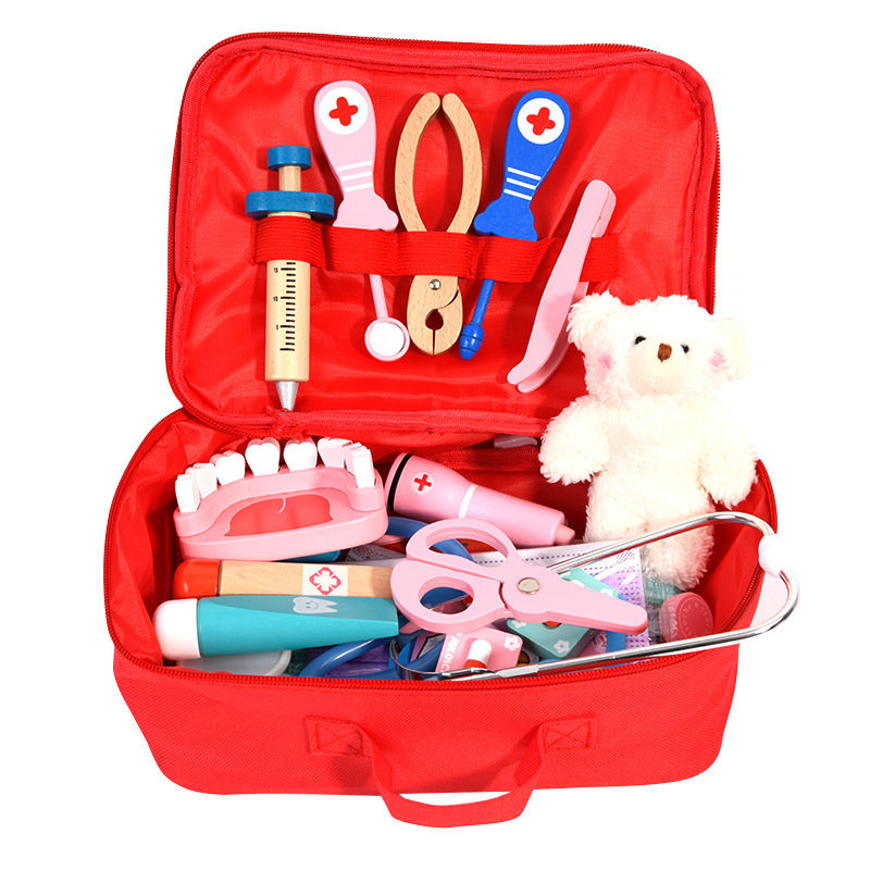 New children play house simulation cloth bag doctor toy suit nurse stethoscope injection medicine box