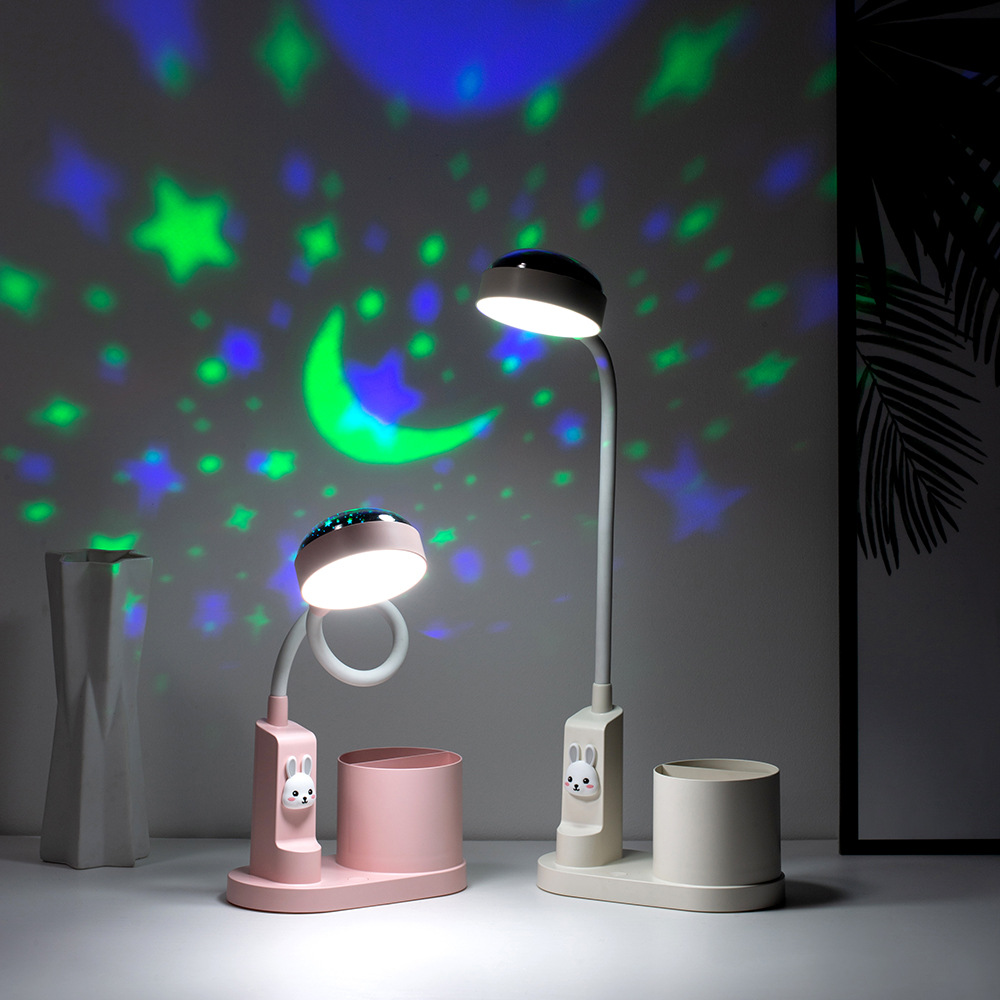 Bedroom dormitory students children learning usb charging multifunctional projection atmosphere lamp pen holder reading led desk lamp